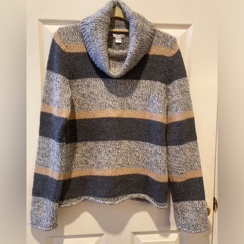 Garnet Hill Boxy Alpaca Wool Relaxed Cowlneck Sweater Casual Coastal Grandma SM